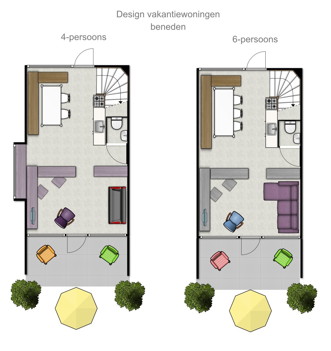 Plattegrond Design vakantiewoningen it Dreamlan Friesland beneden