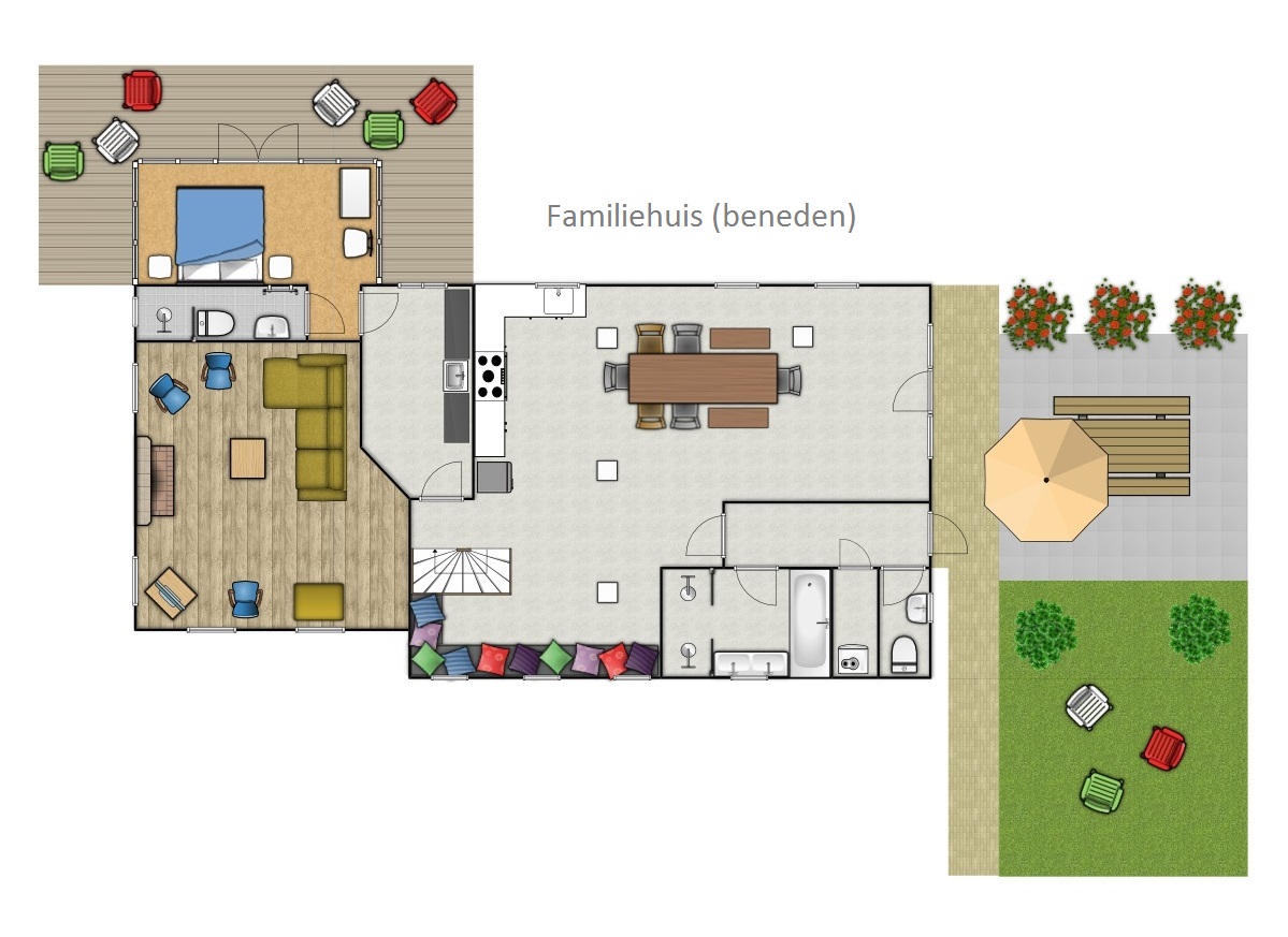 Plattegrond Familiehuis it Dreamlan Friesland beneden