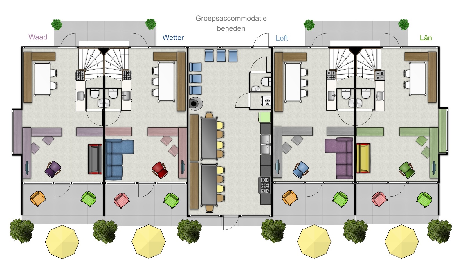 Plattegrond Groepsaccommodatie it Dreamlan Friesland beneden