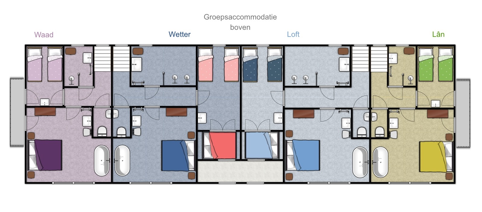 Plattegrond Groepsaccommodatie it Dreamlan Friesland boven