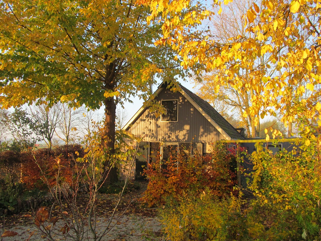 vorne Ferienhaus im herbst