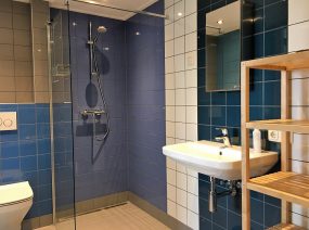 luxury bathroom with open shower holiday home Friesland Wadden Netherlands