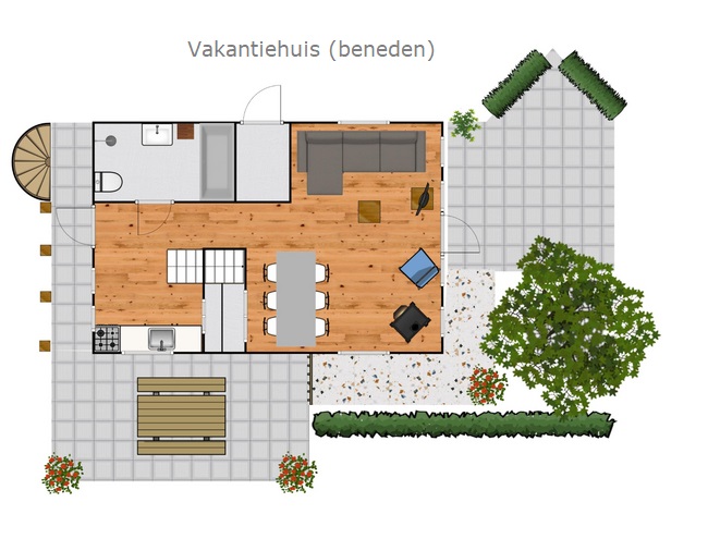 Plattegrond Vakantiehuis it Dreamlan Friesland beneden